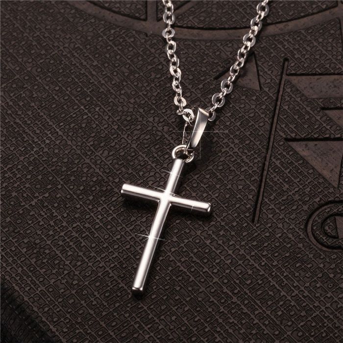 Fashion Female Cross Pendants dropshipping Gold Black Color Stainless Steel Jesus Cross Pendant Necklace Jewelry For Men/Women