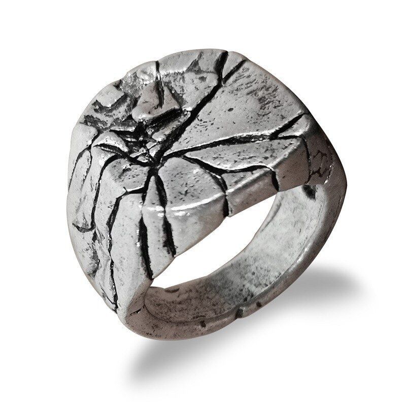 Punk Square Fracture Ring Men Silvery Jewelry Vintage Rings For Mens Hip Hop Rock Ring Wholesale Accessories Women Rings Female