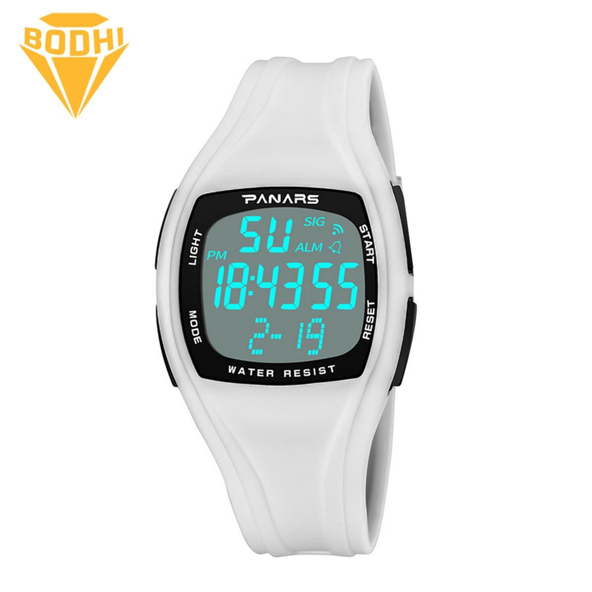 BODHI Sport Men LED Square Dial Steel Waterproof Alarm Luminous Digital Wrist Watch