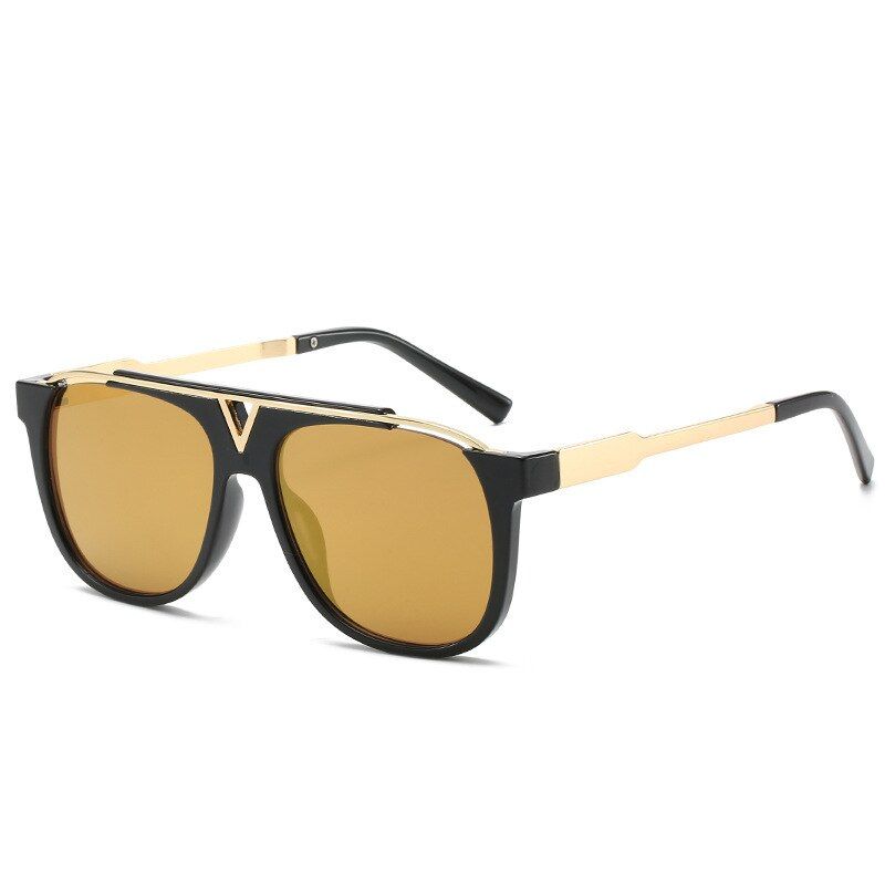 goldGIFANSEE Classic Luxury Men Sunglasses Glamour Fashion Brand Sun Glasses For Women Mirrored Retro Vintage Square Designer Shades