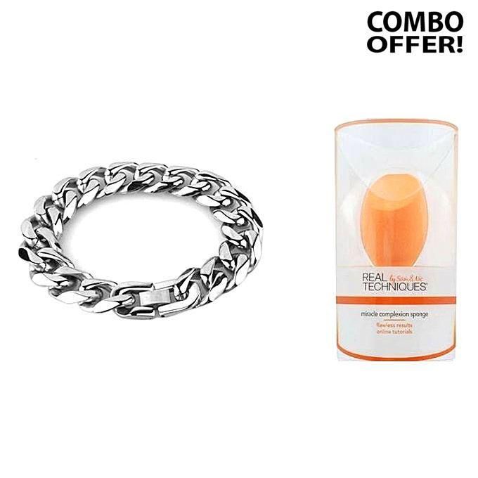 Combo of Bracelet and Makeup Sponge for Men