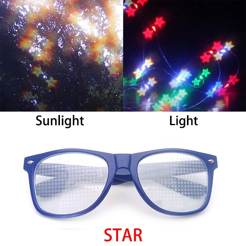 2021 New Premium Diffraction 3D Prism Raves Glasses Plastic For s Display Laser Shows Rainbow Gratings Glasses-Star-Blue frame-Other