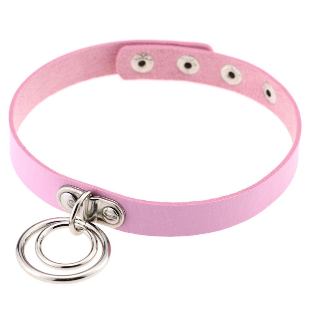 Punk Adjustable Double Loop Faux Bound Choker Necklace Collar