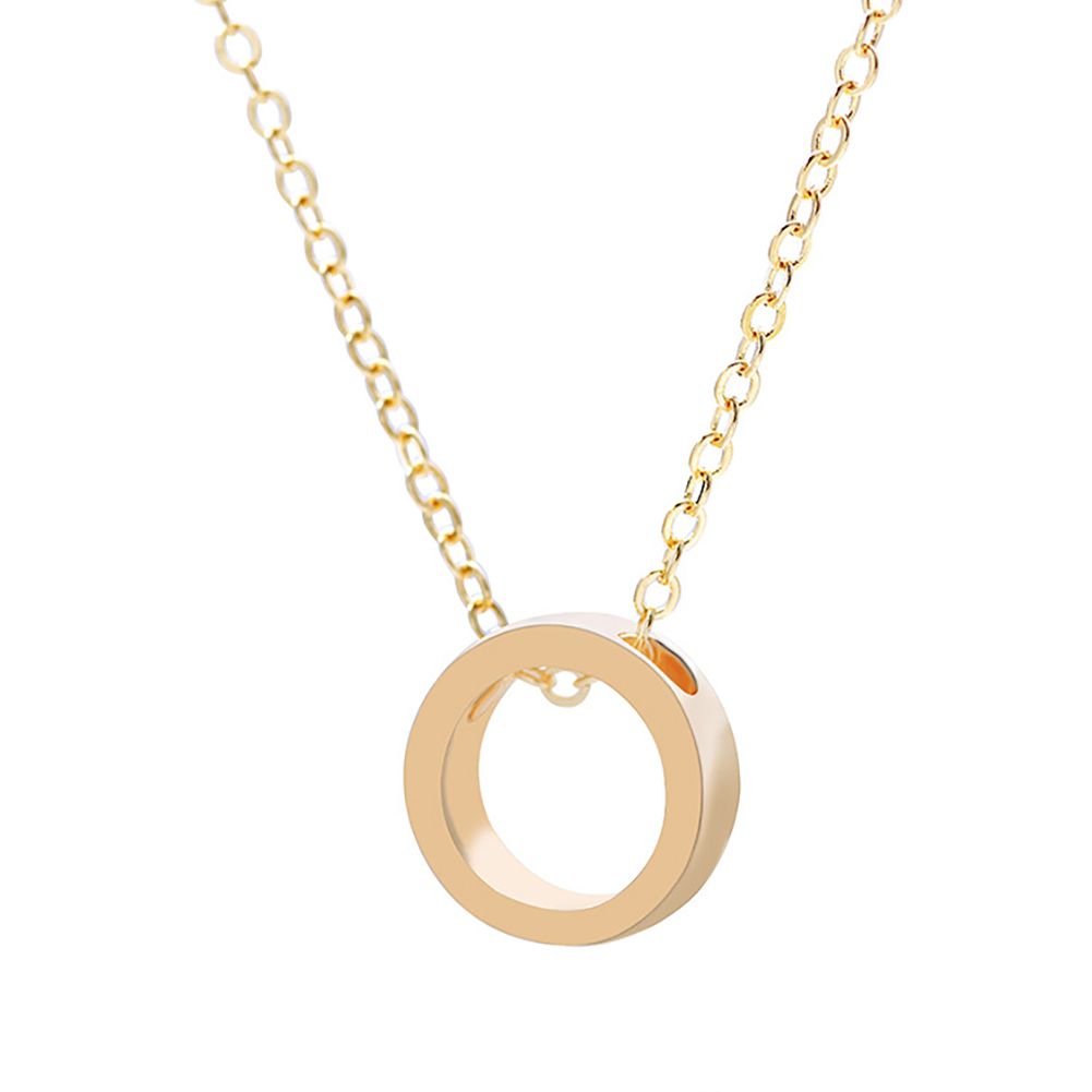 Fashion Simple Round Ring Pendant Alloy Women Lady Necklace Daily Jewelry Gift