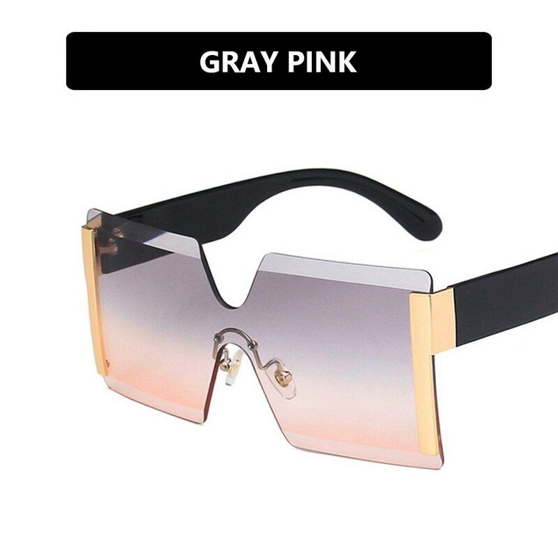 gray pinkClassic Square Oversized Sunglasses Women Plastic Sunglass Flat Top Clear Lens Vintage Designer Sun Glasses Gradient UV400 MM17