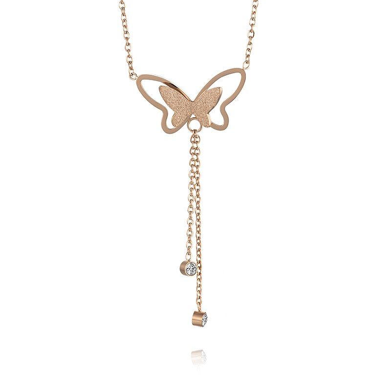 Fashion Woman Moon stars Necklaces Simple Lock Pendant Stainless Steel Butterfly Choker Gift for Women Choker Ketting Necklace