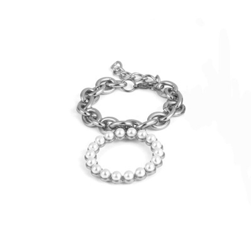 Dvacaman Punk 2/PCS Coin Heart Bracelets for Women 2019 Fashion Charm Metal Circles Link Statement Bracelets Jewelry Party Gifts