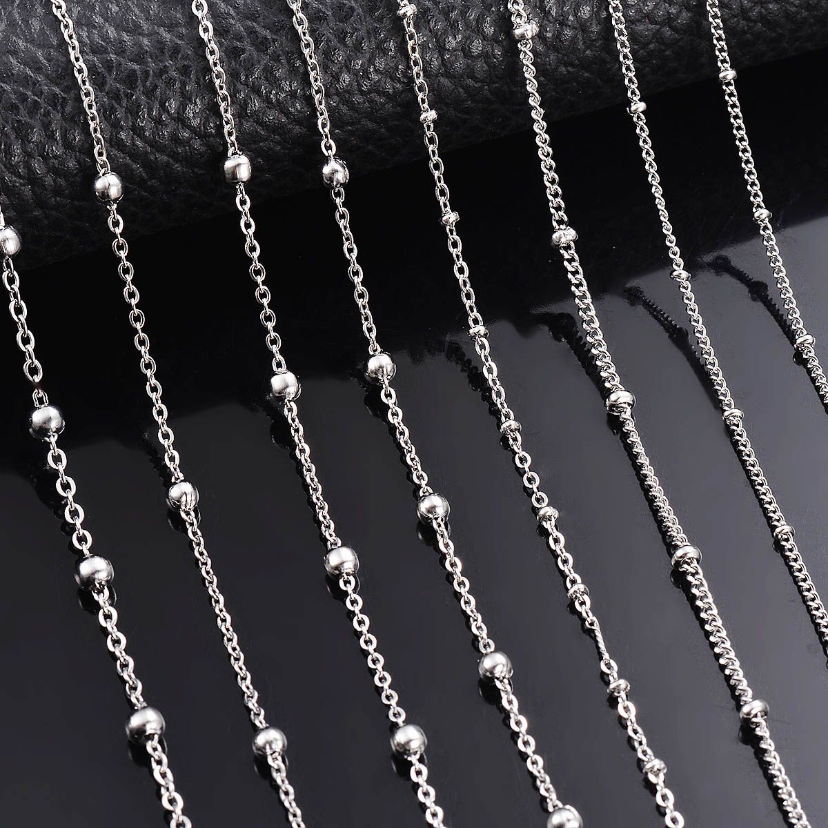 Wholesale 10pcs/lot Width 1.5mm 2mm Tiny beaded Chain Stainless Steel Link Chain for Necklaces Bracelets Foot Jewelry(null)