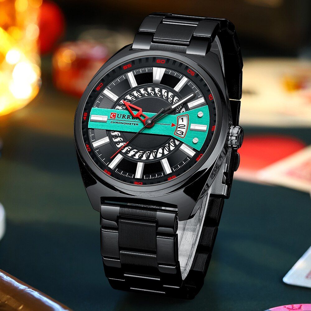 CURREN 8403 Fashion Stainless Steel Watch Casual Analog Date Water Resist For Men - Black