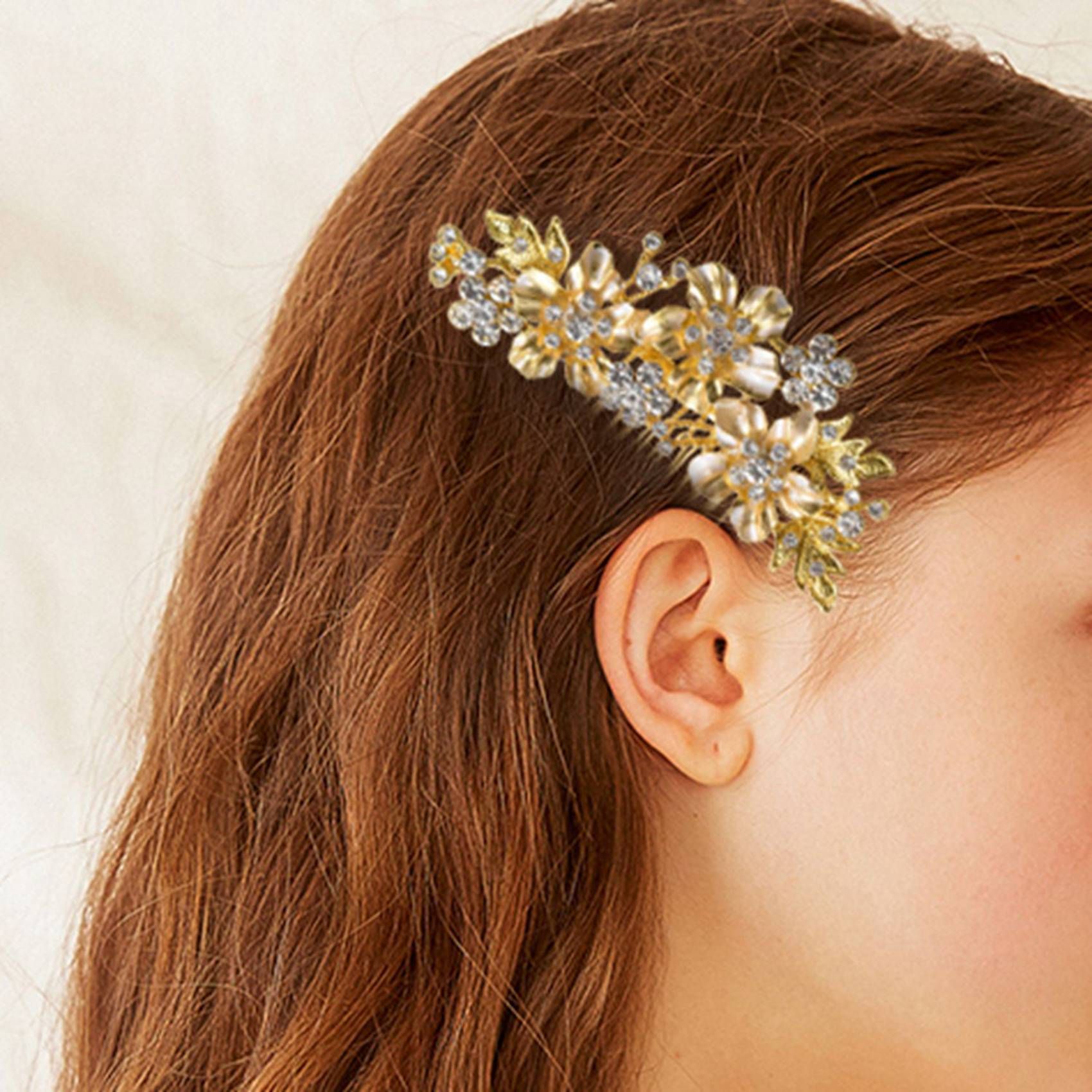 2X Wedding Bridal Hair Combs Vintage Imitation Crystal Hairpins Prom Jewelry Flower Pattern Hair Accessories Women