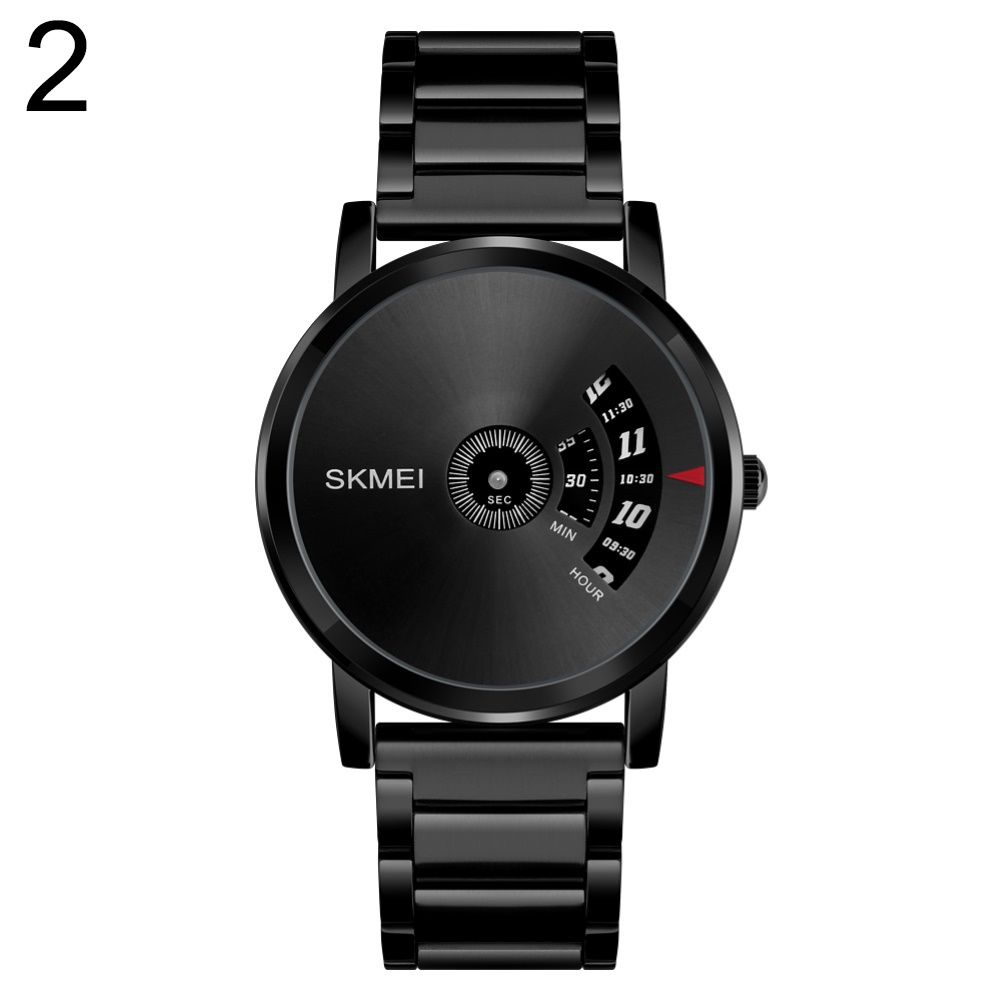 Fashion Men Arabic Numerals Round Dial Stainless Steel Band Quartz Wrist Watch