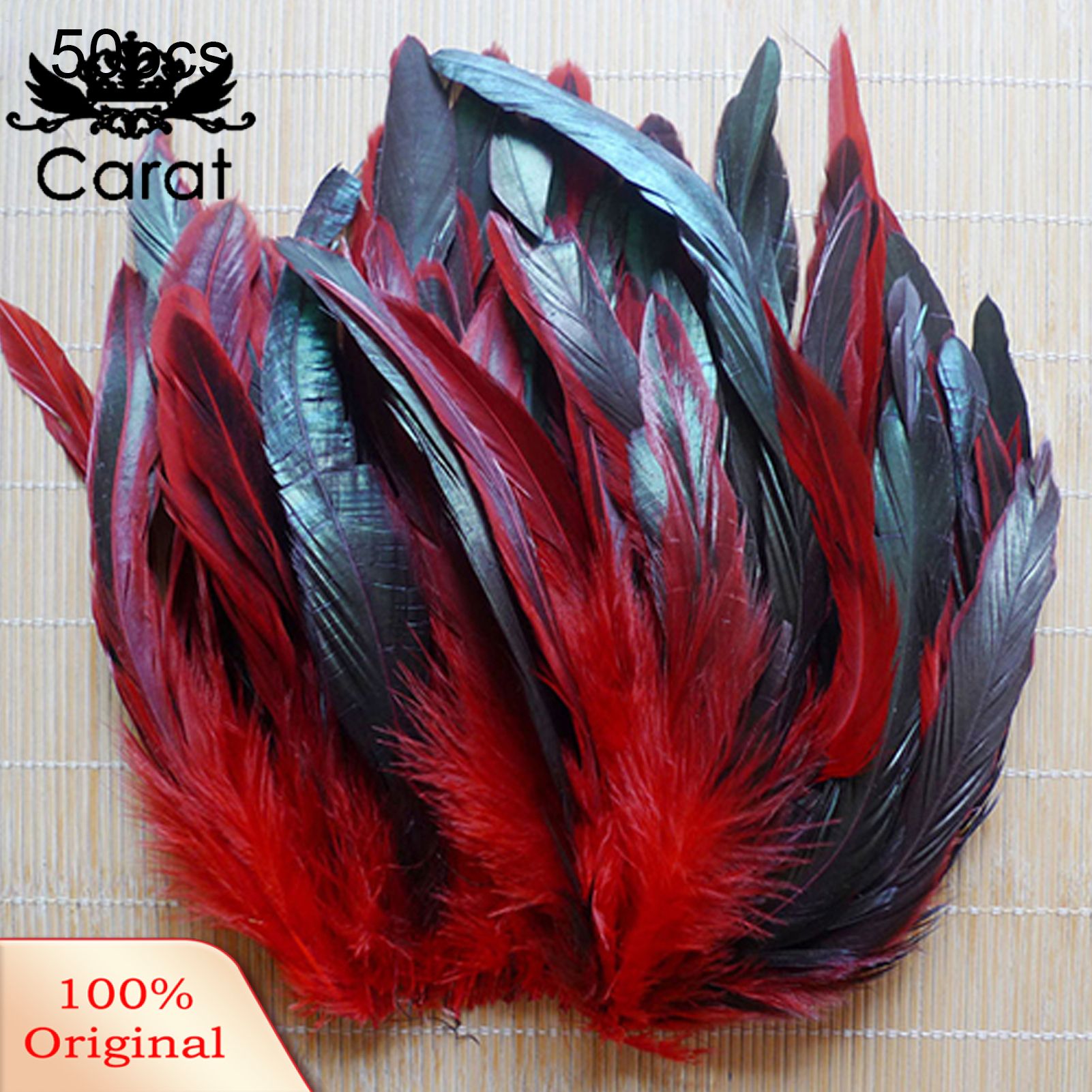 50Pcs 13-20cm Natural Beautiful Cock Rooster Tail Feathers for DIY Clothes Decor