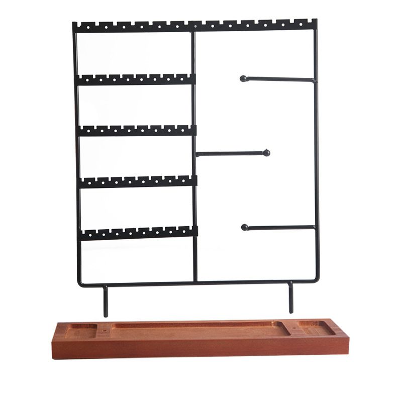 5-Tier Earring Holder with Wooden Tray,Jewelry Organizer Holder for Earrings Necklaces Bracelets Watches and Rings
