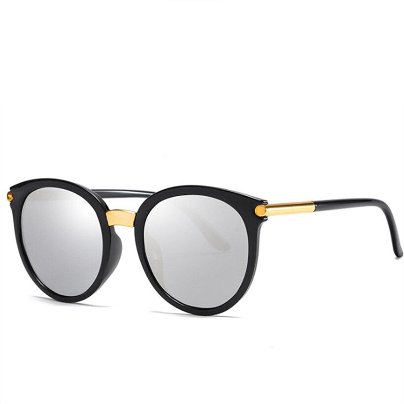 SilverYOOSKE Round Sunglasses Women Men Classic Retro Sun Glasses Male Fashion Black Glasses Shades Mirror UV400 female Goggle