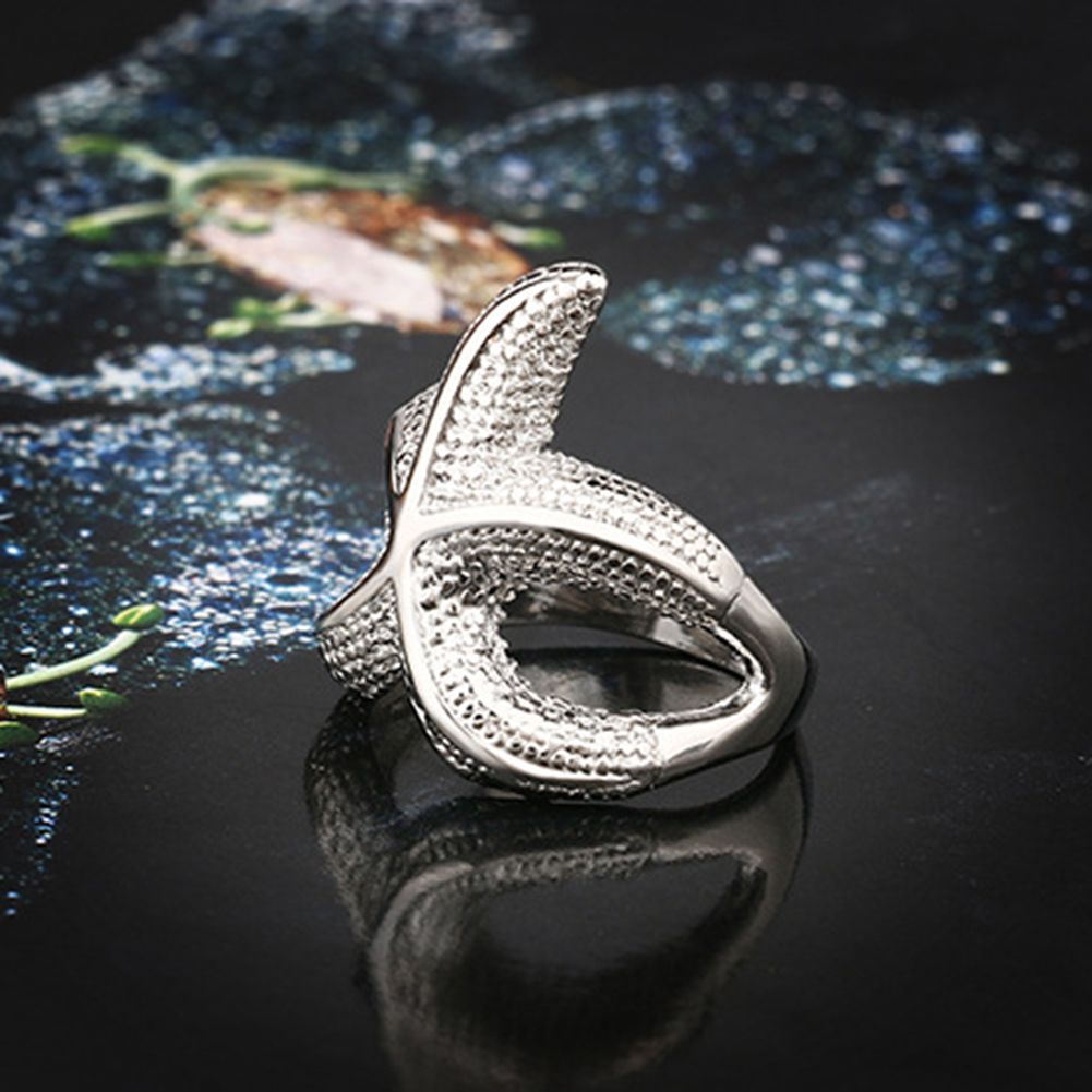 Fashion Women Silver Plated Starfish Finger Ring Party Jewelry Birthday Gift