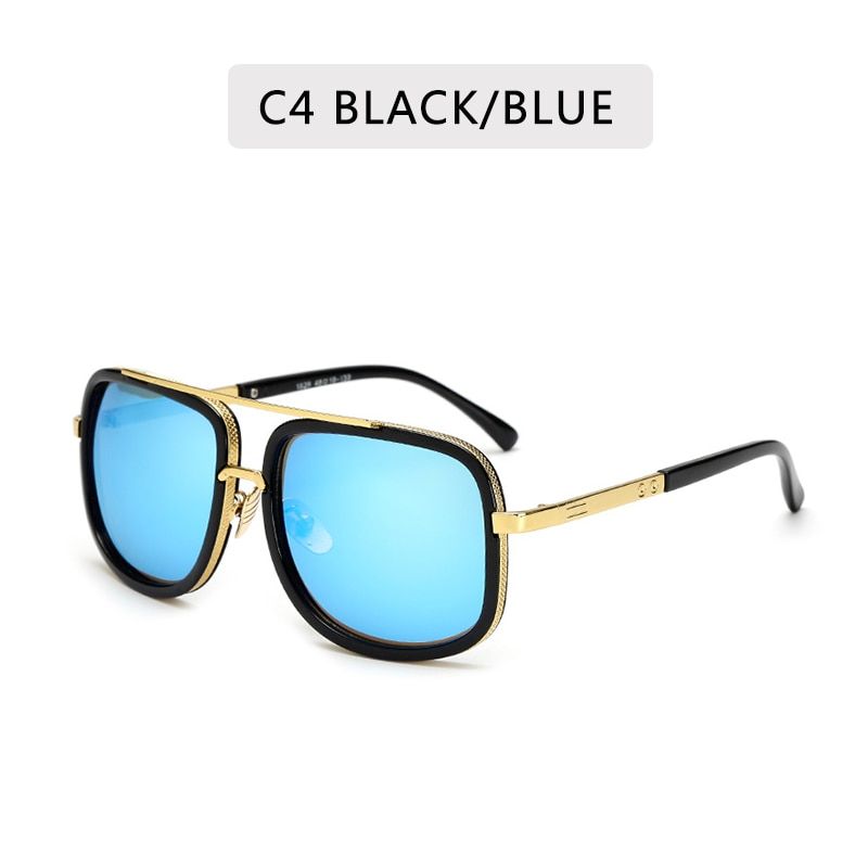 C4New Fashion Big Frame Sunglasses Men Square Metal Sun Glasses Women Retro Sun Glasses VintageGafas Oculos De Sol