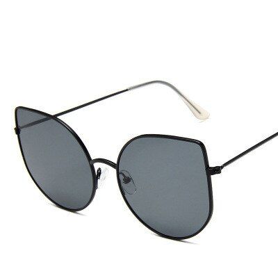 BLACK GREYvintage cat eye sunglasses women 2020 fashion trendy sun glasses female retro metal frame glasses men ocean lens eyewear UV400