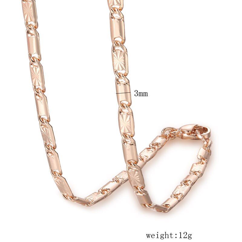 8 Style Men Women 585 Rose Gold Color Necklace Beaded Twist Curb Chains 50cm 60cm Chain Jewelry