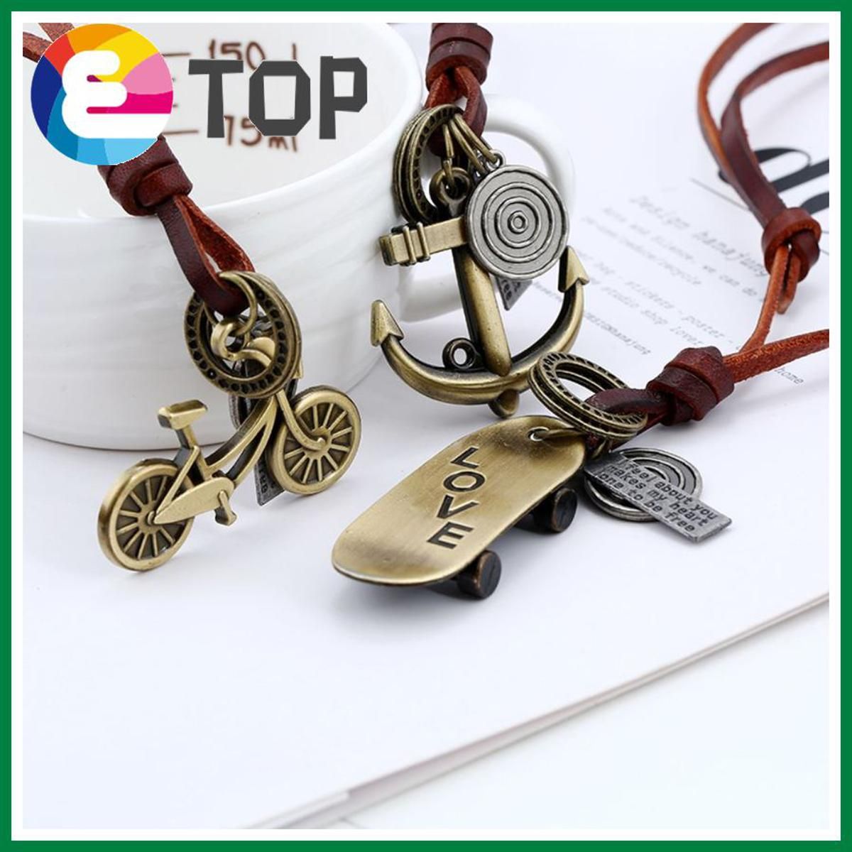 Literature And Art Leather Rope Mixed Sweater Chain Long Leather Necklace Versatile Jewelry