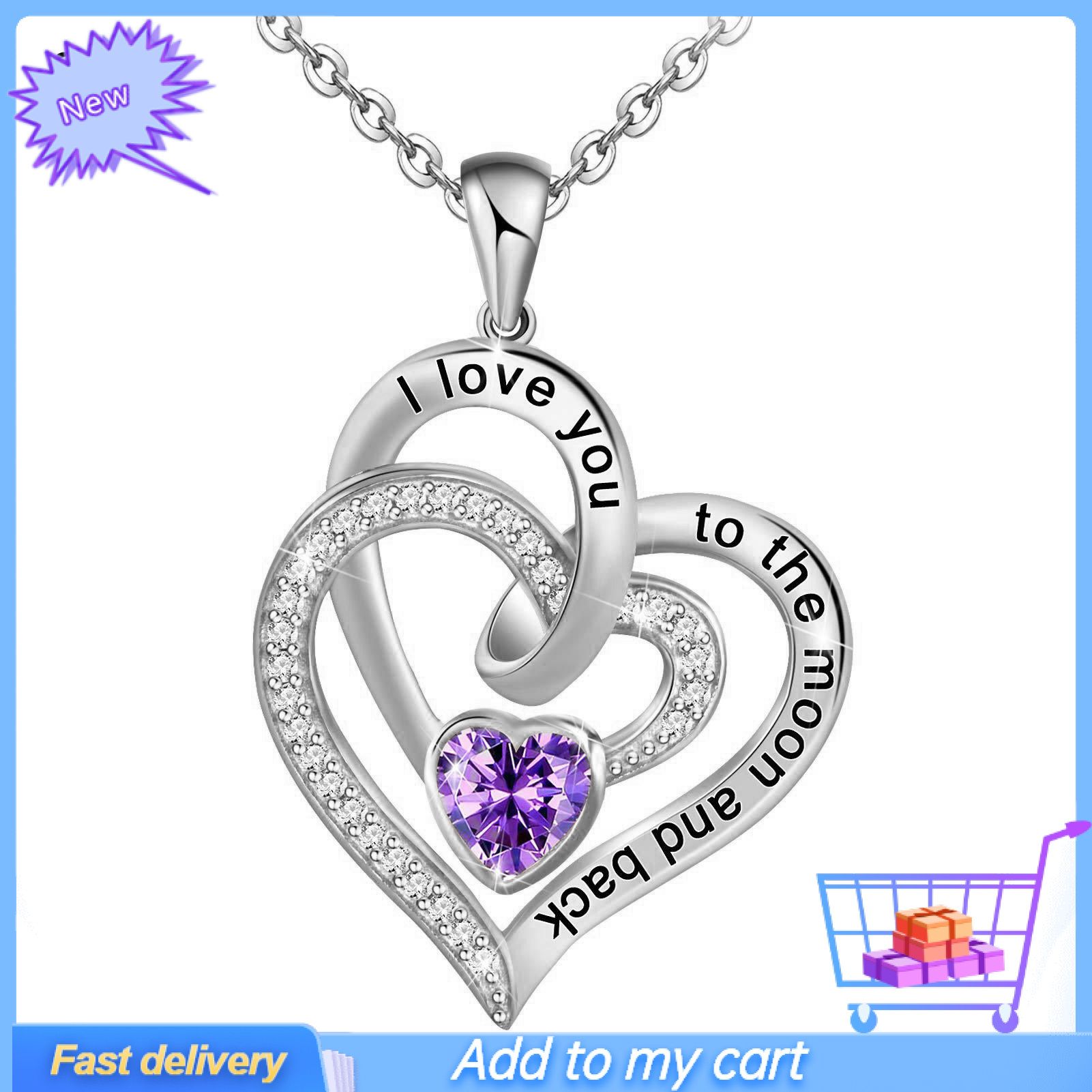 Shining Adjustable Women Necklace Gift Letter Print Double Heart Women Wedding Necklace Jewelry Accessories