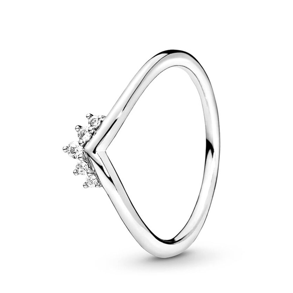 SCALLOPED Fashion Princess Wish Crown Rings Women Classic Clear CZ Female Temperament Statement Wedding Jewelry Dropshipping