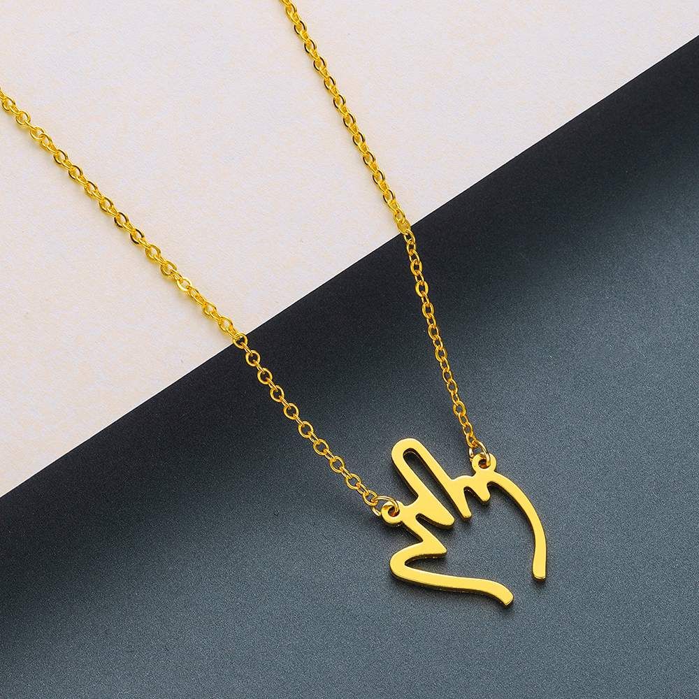 Todorova Hip Hop Middle Finger Pendant Necklace Women Men Stainless Steel Jewelry Hollow Gesture Necklace