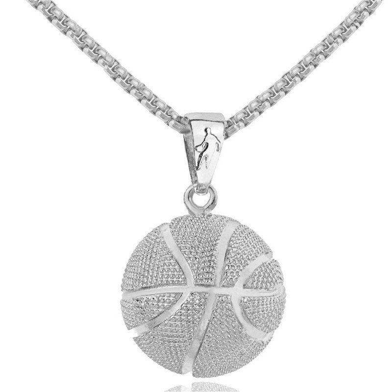 European and American Stainless Steel Basketball Baseball Necklace Pendant With Chain Punk Rock Men Jewelry Hip Pop Gift, NM003G