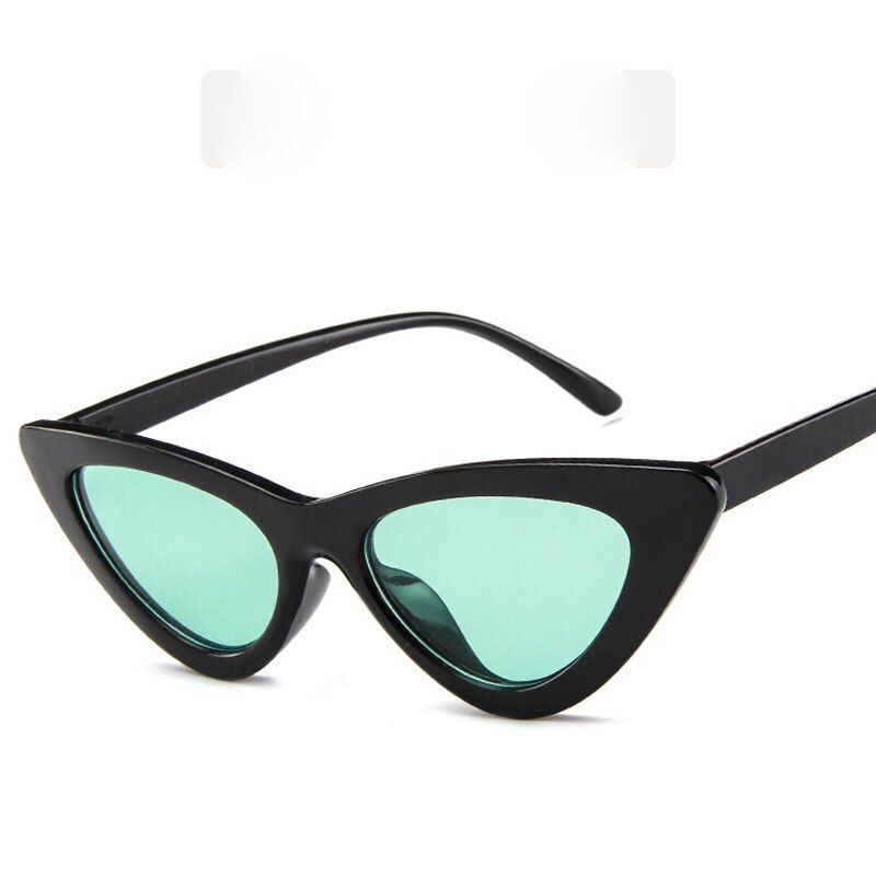 Black Green[EL Malus]Retro Small Cat Eye Frame Sunglasses Women Female UV400 Red Yellow Lens Mirror Vintage Sun Glasses Brand Designer