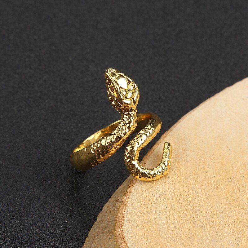 Fashion Snake Rings for Women Men Gold Color Punk Rock Ring Vintage Animal Metal Alloy Open Adjustable Ring Hip-hop Jewelry
