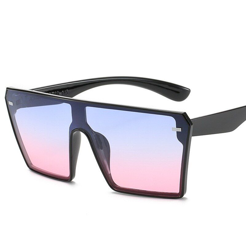 blue pinkOversized Square Sunglasses Women 2020 Luxury Brand Sun Glasses Fashion Hip Hop Flat Top Clear Lens One Piece Shade Mirror MM05