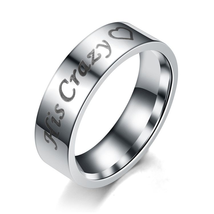 His Crazy Her Weirdo Fashion Letter Lover Wedding Ring For Men Women Couple Jewelry Valentine's Day Gifts