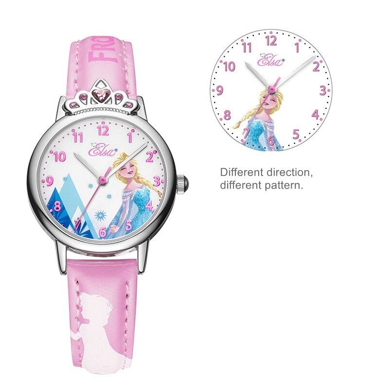 Children Fashion Casual Watches For Girl Pretty Sweet Dream Colourful Watch Women Leather Strap Party Gift Clocks Kids Time Elsa