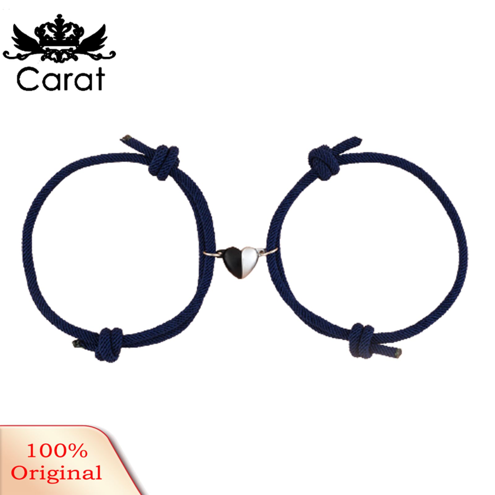 2Pcs/Set Rope Bangle Fade-proof Fine Workmanship Nice-looking Magnetic Heart Pendant Bracelet for Couple