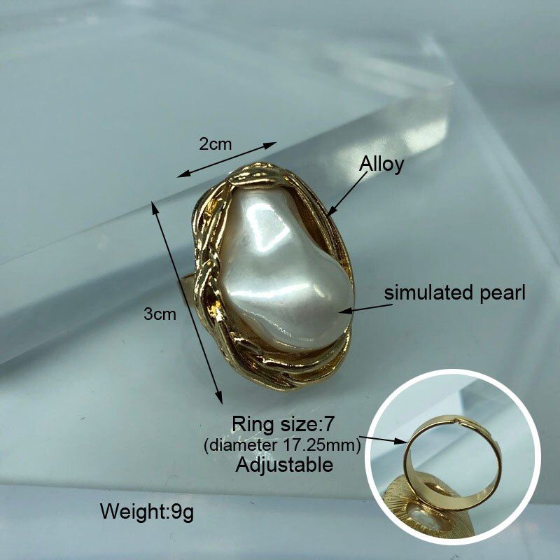 F.J4Z New 2019 Brand Finger Rings for Women Stylish Irregular Pearl Geometric Top Rings Ladies Finger Jewelry Gifts Dropship