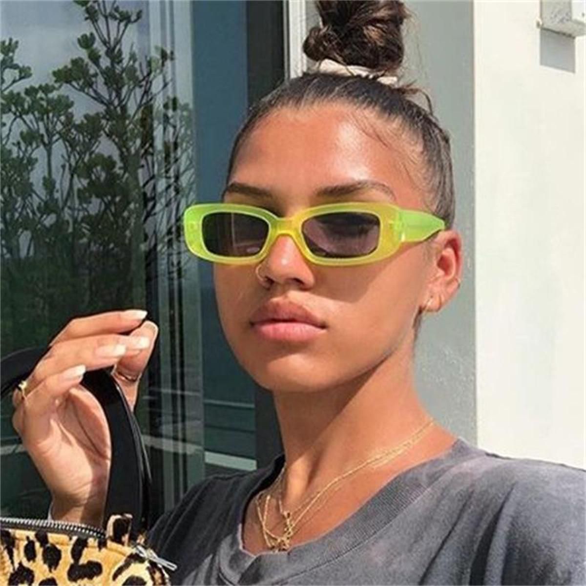 C8 clear orangeGreen rectangular Womens sunglasses 2020 Vintage Plastic Square Funny Luxury Glasses Men Female Small Frame Sunglasses UV400