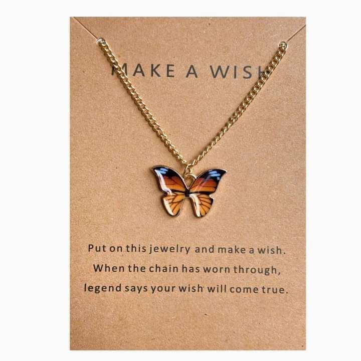 Ladies butterfly Pendent Amazing choker Golden Chain Crystal Locket