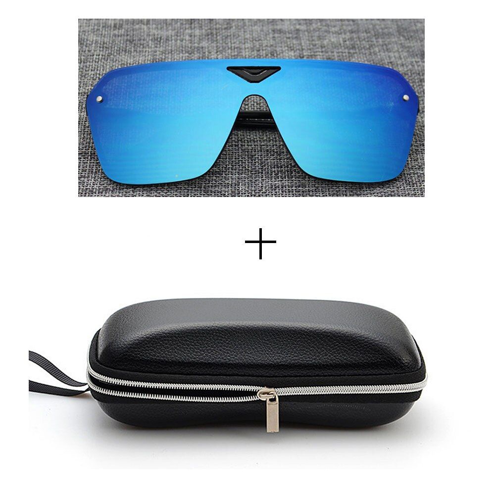 Glasses and caseMINIMUN Conjoined Sunglasses Women Dazzle Color Reflector Sports Glasses Fashion Vintage Frameless Men Sunglasses UV400