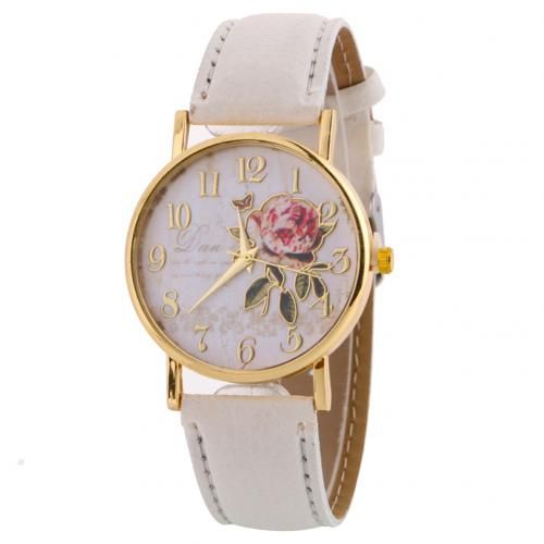 Women Watches Simple Vintage all Dial Watch Arabic er Rose Flower Round Dial Faux Leather Band Quartz Wrist Watch Gift