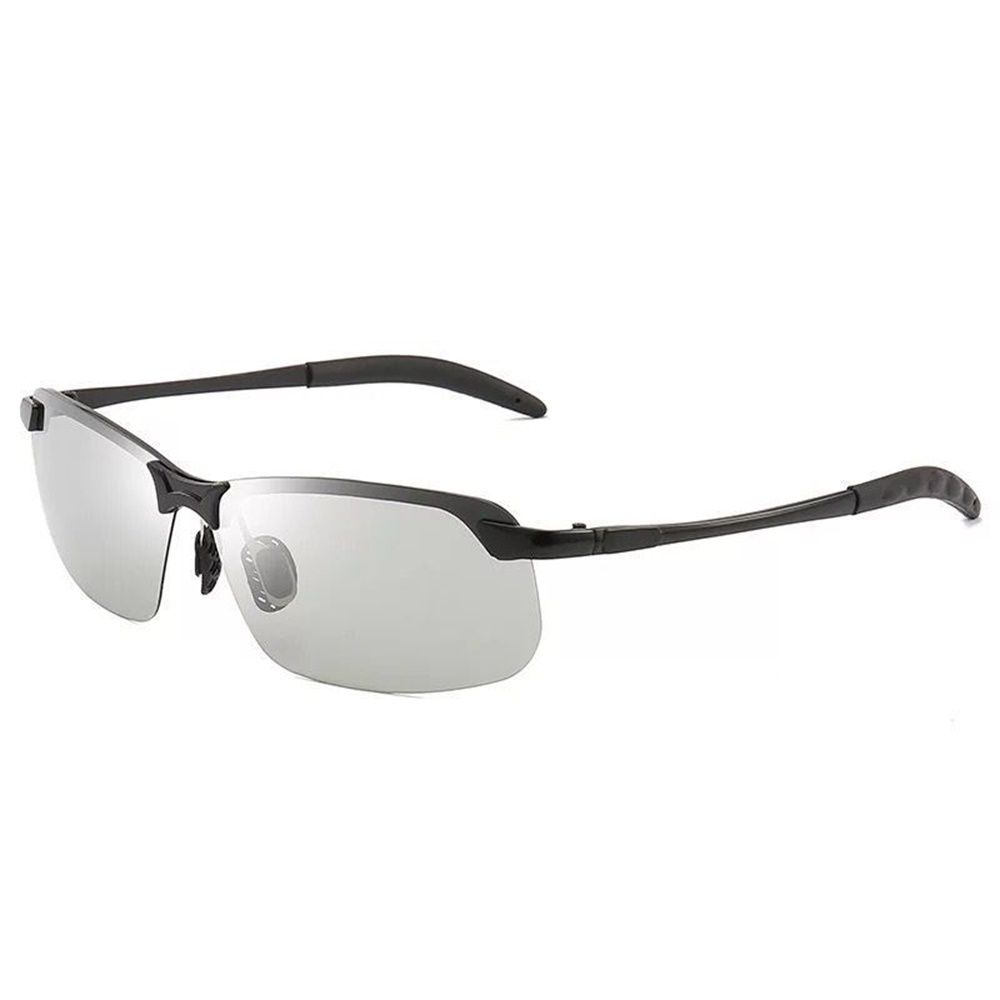 Photochromic Polarized Rectangular Sunglasses Frameless Smart UV Sensing Color Changing Sun Glasses For Men