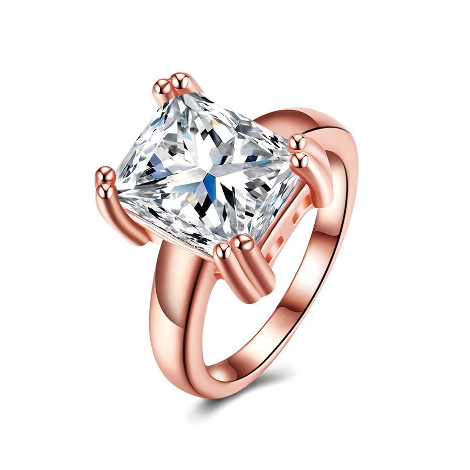 Women Charming Elegant Ring Women Gift Jewelry Stone Prong Setting Square Shaped Decortion DIY For Party Wedding Anniversary