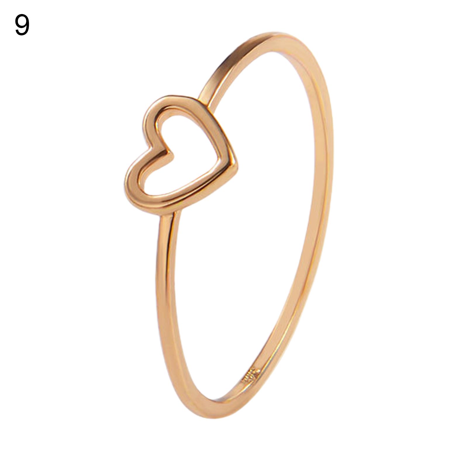 Women Simple Hollowed-out Heart Ring Valentine Propose Circlet Jewelry Gift