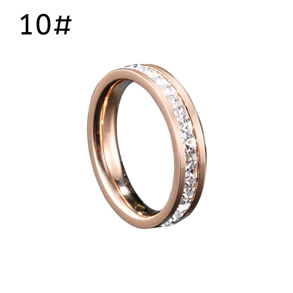 Single Row Full Diamond Titanium Steel Ring Full Diamond Couple Durable Ring