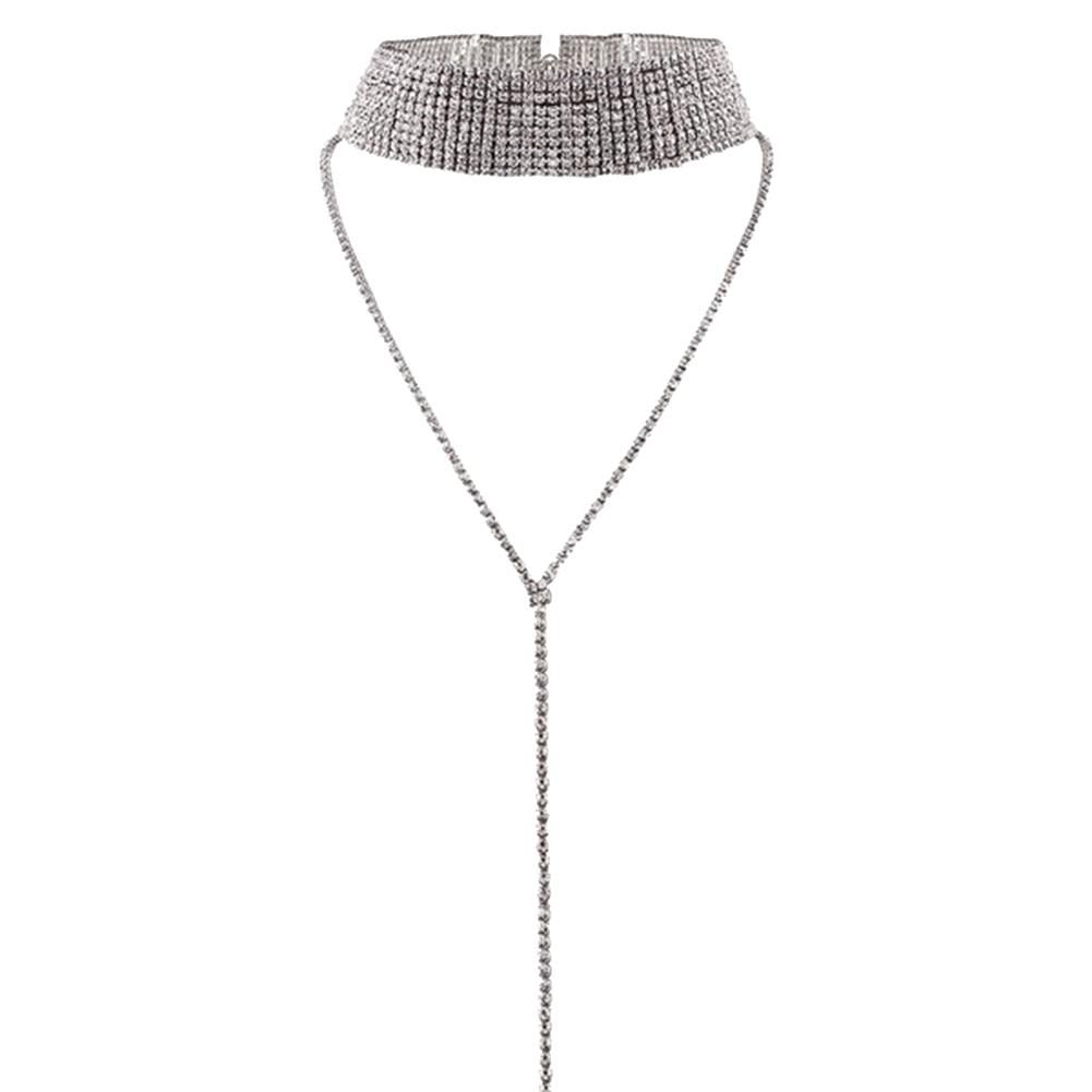 Multilayer Full Rhinestone Pendant Necklace Thick Women Statement Jewelry