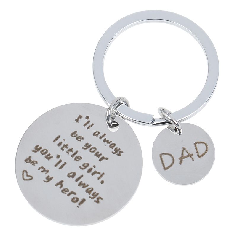 Fathers Day Keychain You Will Always Be My Hero Stainless Steel Gift