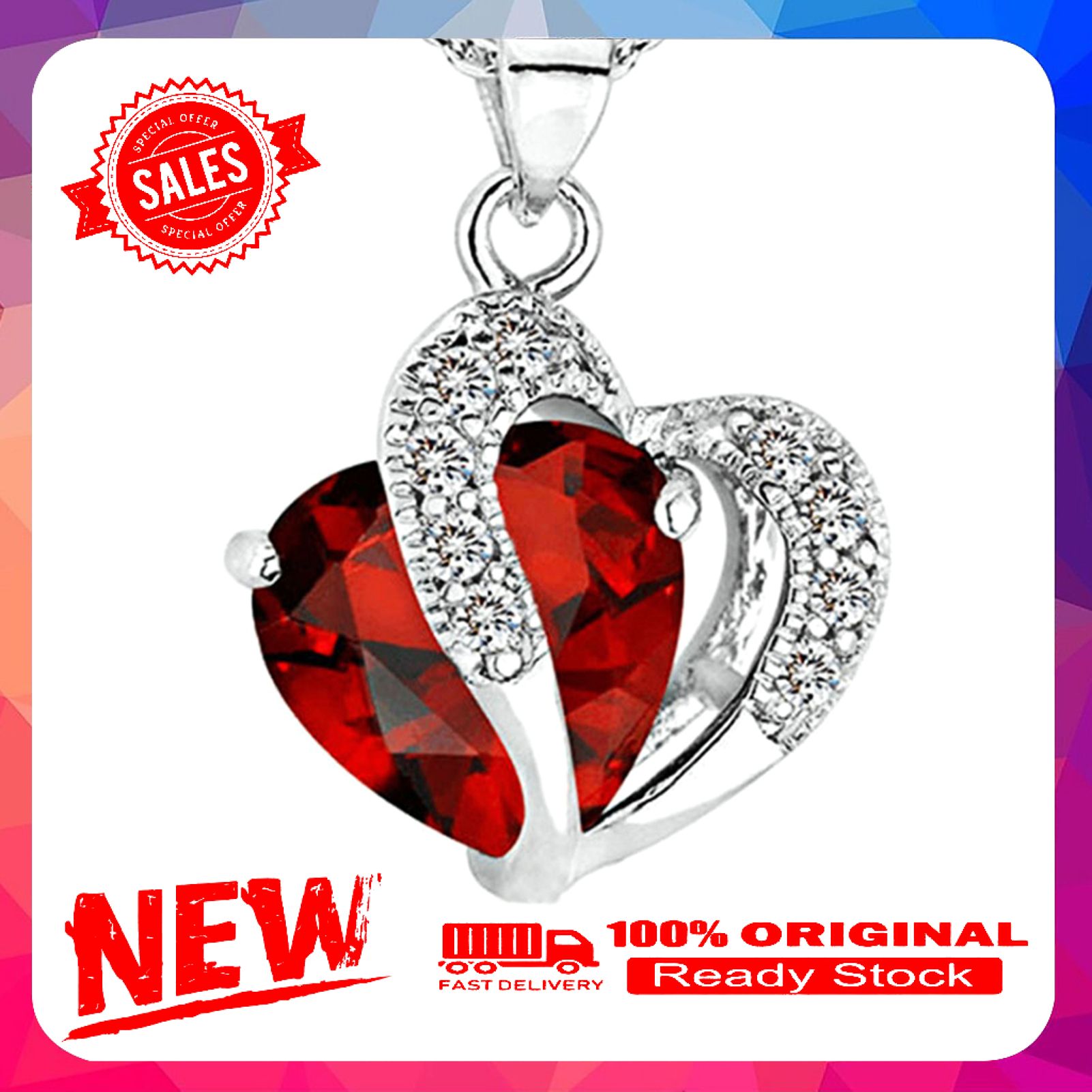 Heart Pendant Women Necklace Love Cubic Zirconia Alloy Shining Luxury Clavicle Necklace Couple Charm