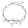 2Pcs/Set Women Foot Brelet Heartbeat Faux Pearl Anklet Ankle Chain Jewelry