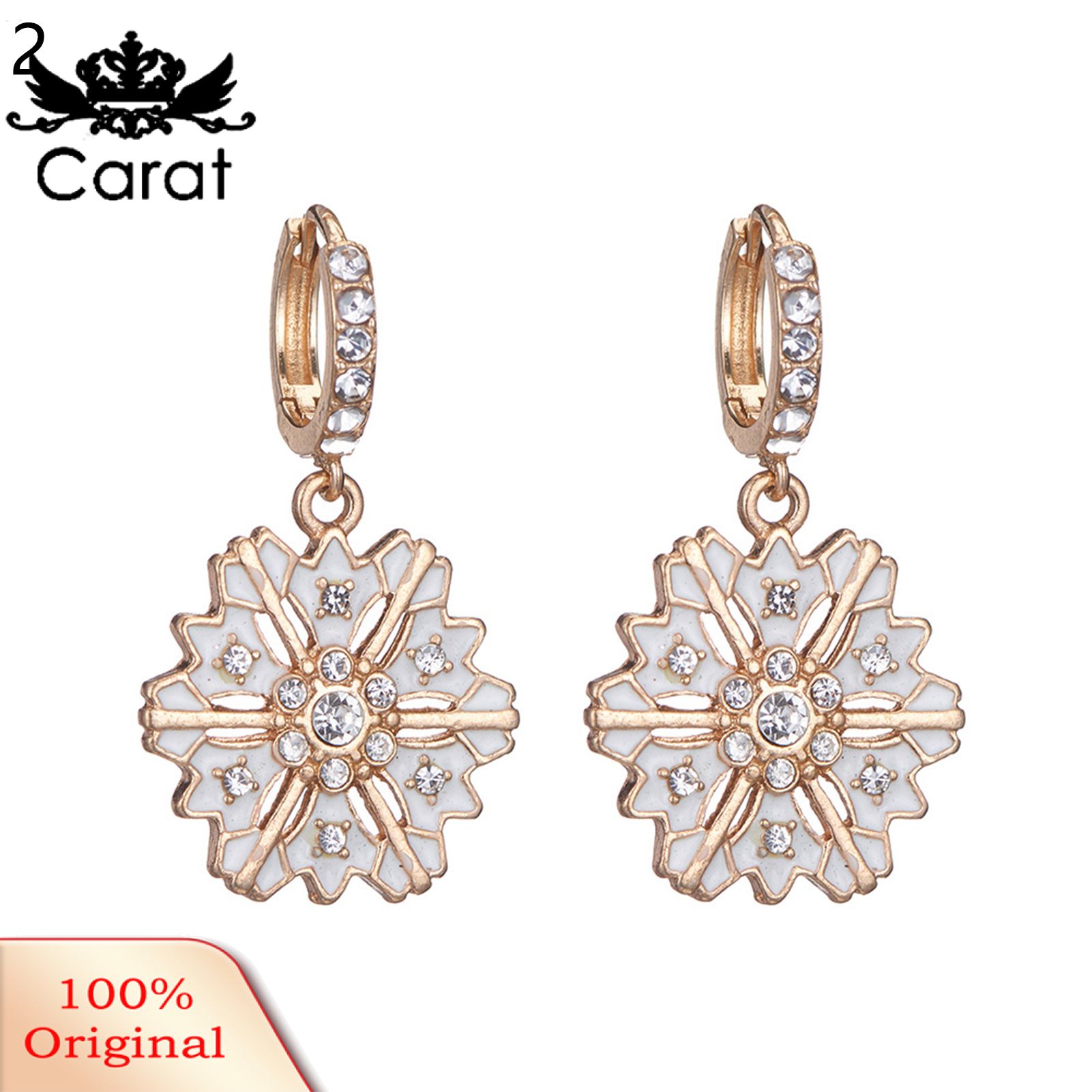 Carat 1 Pair Christmas Earrings Snowflake Cute Women Cartoon Crutch Pendant Dangle Earrings for Party