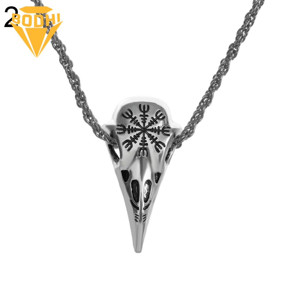 Vintage Compass Skull Viking Amulet Pendant Chain Rope Necklace Jewelry Gift