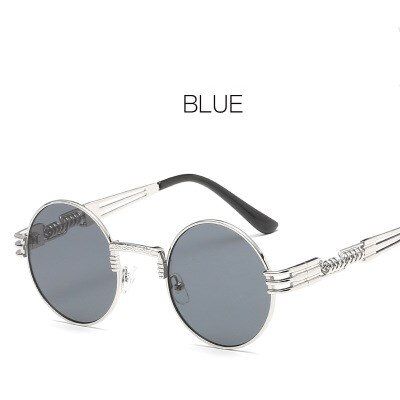 C03Gothic Steampunk Sunglasses Men Metal Round Shades Male Clear Sun Glasses for Women Hip Hop Steam Punk Sunglasses for Women Pink
