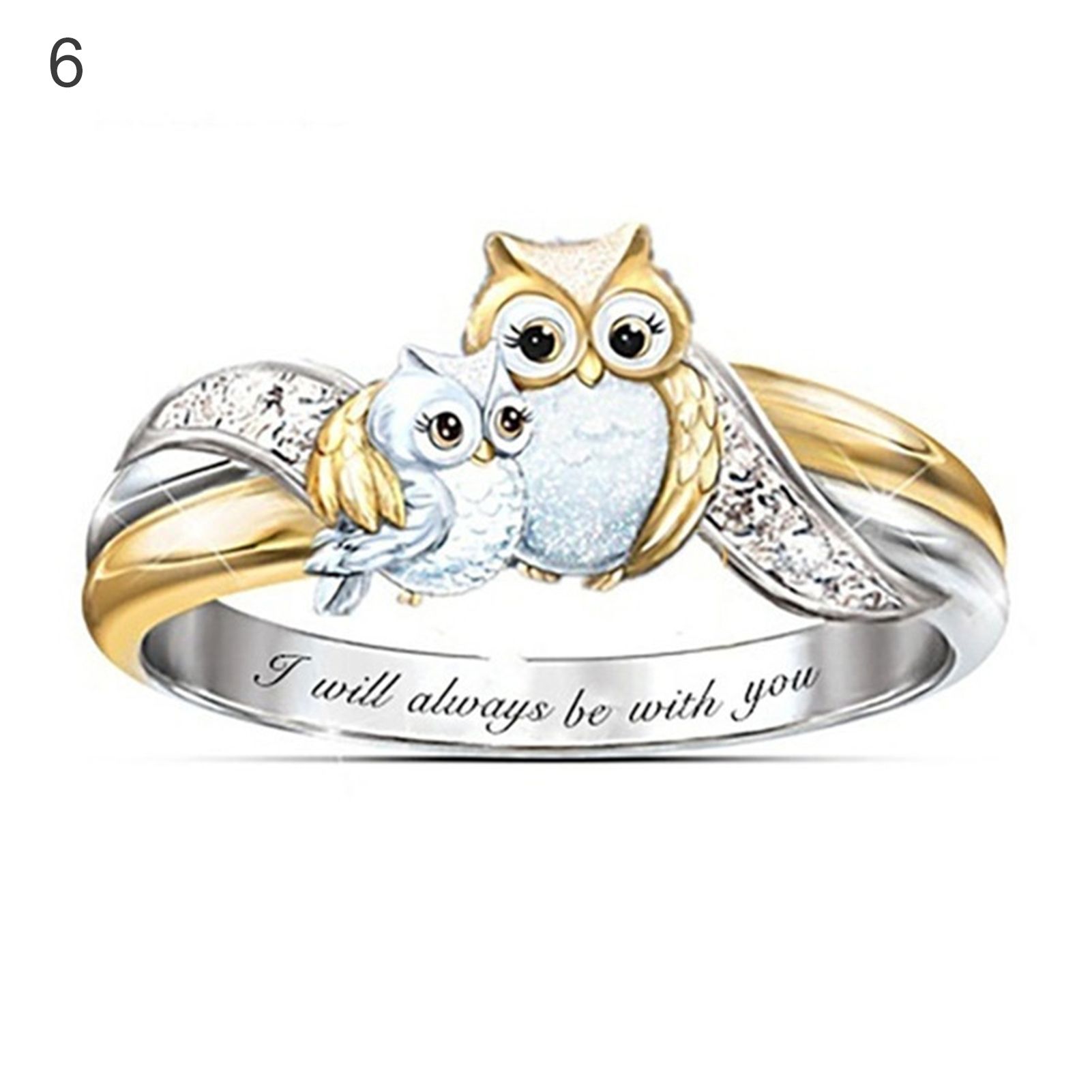 Ring Internal Lettering Implying Faux Drill Jewelry Gifts Animal Owl Ring for Christmas